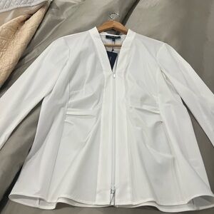 Lafayette 148 New York Cream Zip Front Blouse